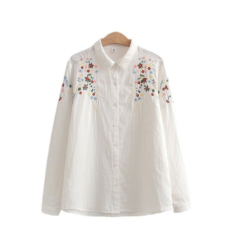 Double-layer Yarn Embroidery Little Flower Student Undershirt $39.00 Dana Fashion Color: 01 Style Gray Size: L Women's clothing Product information: Fabric name: cotton yarn Color: white, gray, 01 style white, 01 style Gray Main fabric composition: Cotton