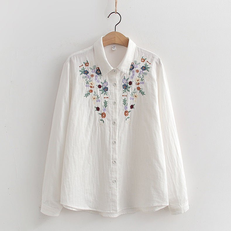 Double-layer Yarn Embroidery Little Flower Student Undershirt $39.00 Dana Fashion Color: 01 Style White Size: L Women's clothing Product information: Fabric name: cotton yarn Color: white, gray, 01 style white, 01 style Gray Main fabric composition: Cotto