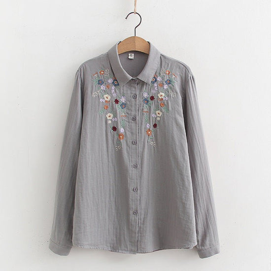 Double-layer Yarn Embroidery Little Flower Student Undershirt $39.00 Dana Fashion Color: 01 Style Gray Size: L Women's clothing Product information: Fabric name: cotton yarn Color: white, gray, 01 style white, 01 style Gray Main fabric composition: Cotton