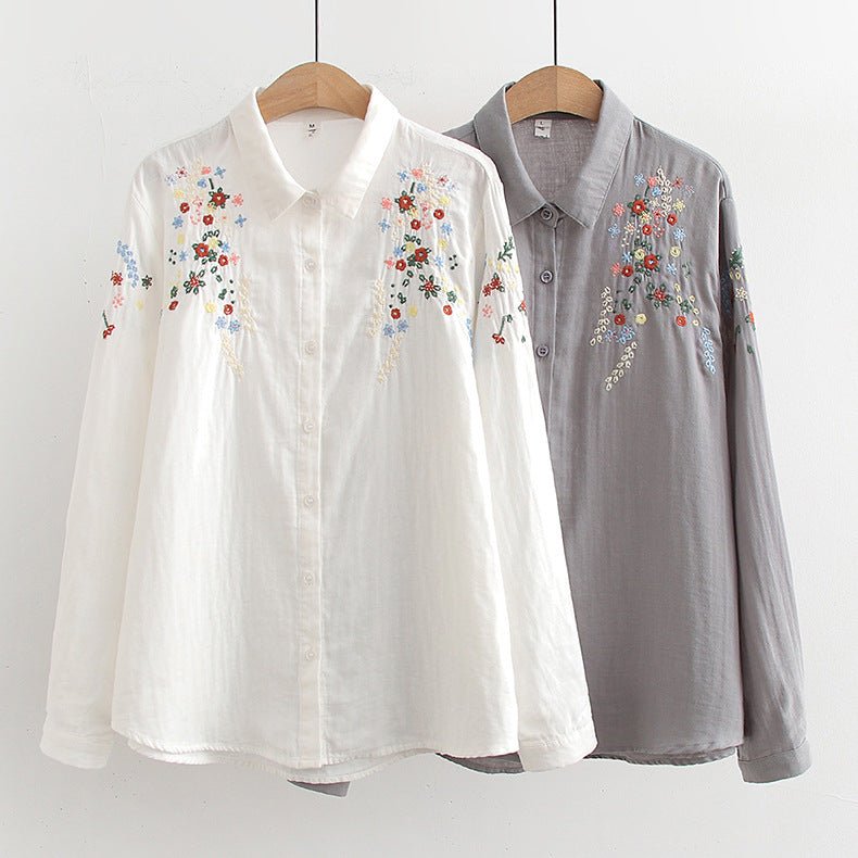 Double-layer Yarn Embroidery Little Flower Student Undershirt $39.00 Dana Fashion Color: 01 Style Gray Size: L Women's clothing Product information: Fabric name: cotton yarn Color: white, gray, 01 style white, 01 style Gray Main fabric composition: Cotton