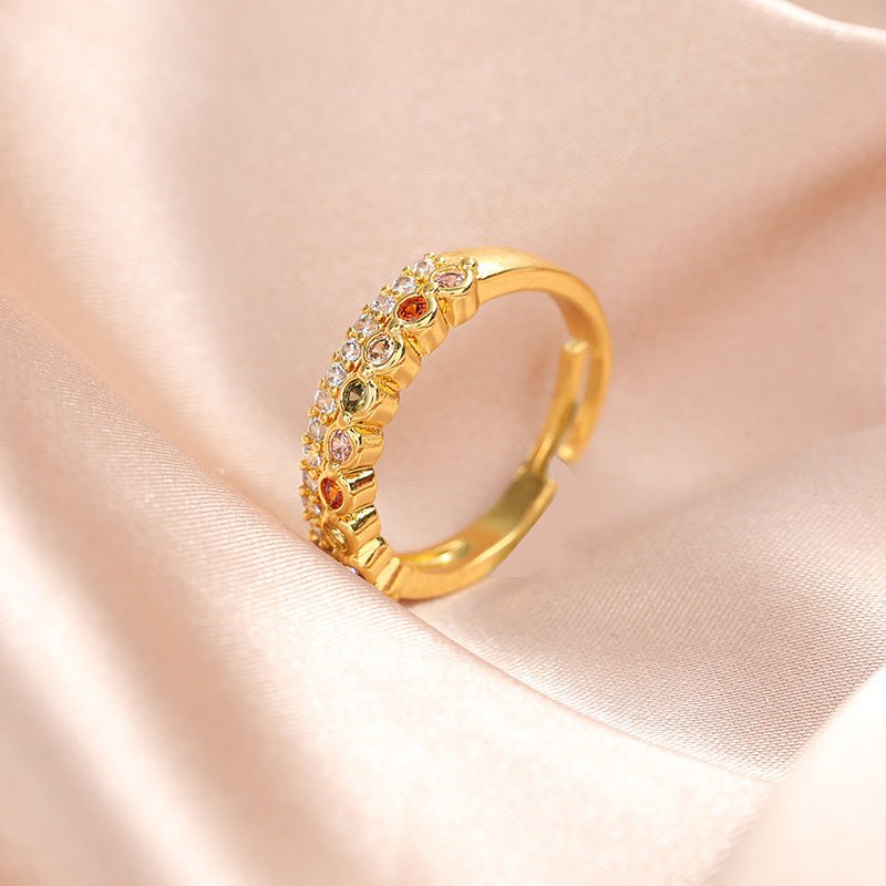 Double Layer Zircon Female Simple Ring Opening $7.50 Dana Fashion Color: J20 Size: Adjustable Opening Women's Accessories Product information: Type: open mouth Treatment Process: Electroplating Color: J1,J2,J3,J4,J5,J6,J7,J8,J9,J10,J11,J12,J13,J14,J15,J16