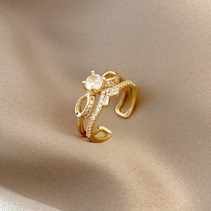 Double Layer Zircon Female Simple Ring Opening $7.50 Dana Fashion Color: J40 Size: Adjustable Opening Women's Accessories Product information: Type: open mouth Treatment Process: Electroplating Color: J1,J2,J3,J4,J5,J6,J7,J8,J9,J10,J11,J12,J13,J14,J15,J16