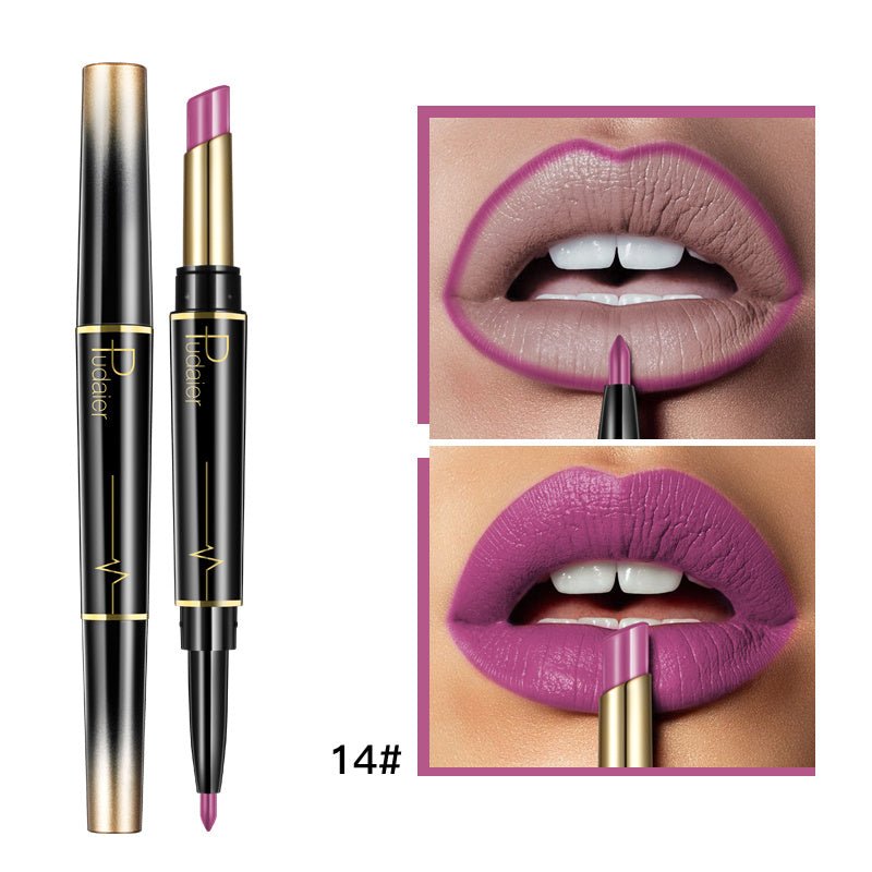 Double Lipstick Lip Liner $13.00 Dana Fashion Color: 14 style makeup Efficacy: matte matte lipstick, rotating lip liner, non-stick lipstick