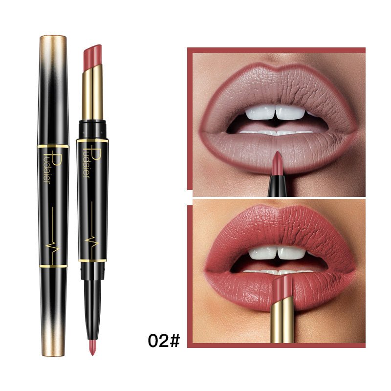 Double Lipstick Lip Liner $13.00 Dana Fashion Color: 2 style makeup Efficacy: matte matte lipstick, rotating lip liner, non-stick lipstick