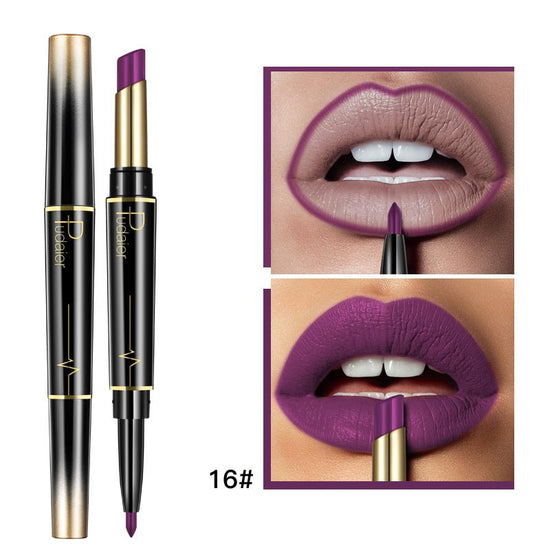 Double Lipstick Lip Liner $13.00 Dana Fashion Color: 16 style makeup Efficacy: matte matte lipstick, rotating lip liner, non-stick lipstick
