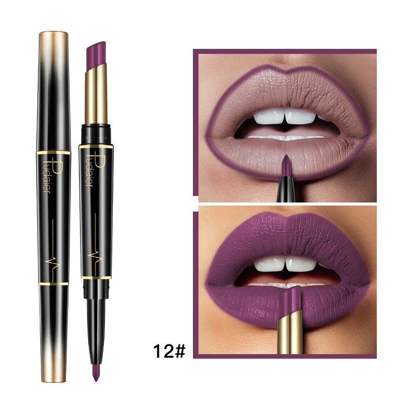 Double Lipstick Lip Liner $13.00 Dana Fashion Color: 12 style makeup Efficacy: matte matte lipstick, rotating lip liner, non-stick lipstick