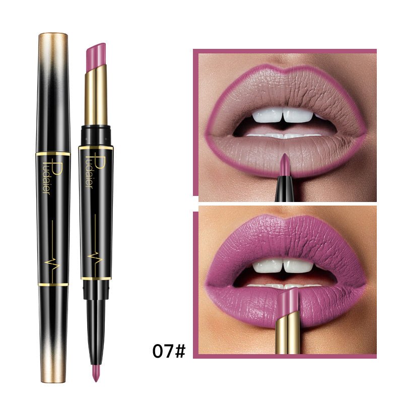 Double Lipstick Lip Liner $13.00 Dana Fashion Color: 7 style makeup Efficacy: matte matte lipstick, rotating lip liner, non-stick lipstick