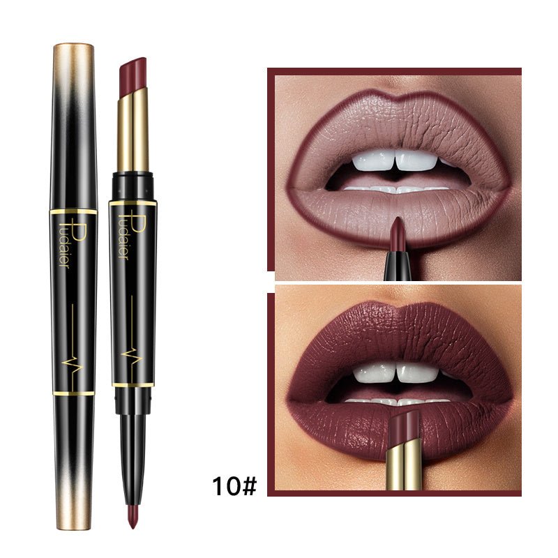 Double Lipstick Lip Liner $13.00 Dana Fashion Color: 10 style makeup Efficacy: matte matte lipstick, rotating lip liner, non-stick lipstick