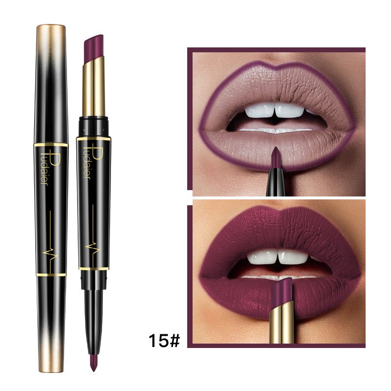 Double Lipstick Lip Liner $13.00 Dana Fashion Color: 15 style makeup Efficacy: matte matte lipstick, rotating lip liner, non-stick lipstick