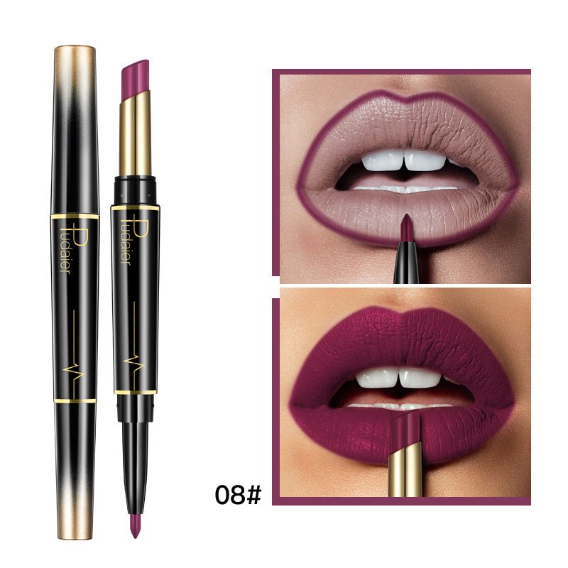 Double Lipstick Lip Liner $13.00 Dana Fashion Color: 8 style makeup Efficacy: matte matte lipstick, rotating lip liner, non-stick lipstick