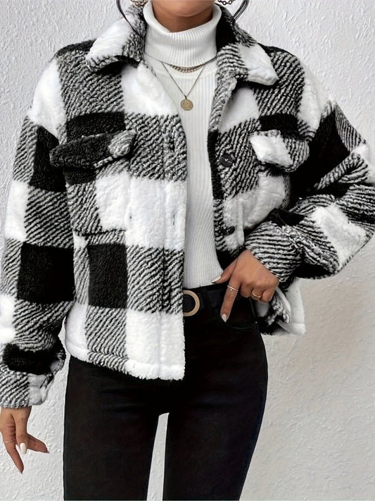 Double - sided Plush Patch Pocket Button Cardigan Casual Top Jacket For WomenDana FashionDana Fashion{{ product_title Women's clothing }} - Dana Fashion
