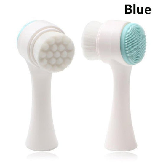 Double-sided Silicone Skin Care Tool Facial Cleanser Brush Face Cleaning Vibration Facial Massage Washing Product $12.50 Dana Fashion Color: Blue Beauty Tools Overview: Can stand handle, precise radian, perfect fit hand profile. Natural pine production, g
