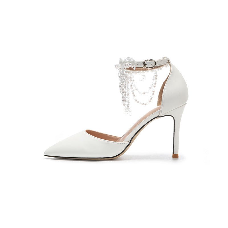 Dress Banquet Bride Women's Sandals High Heel $88.96 Dana Fashion Color: White Leather Surface PU7cm Size: 32 Women's shoes Product information: Lining material: imitation leather Color: white satin 7cm, white satin 9cm, white leather [PU] 7cm, white leat