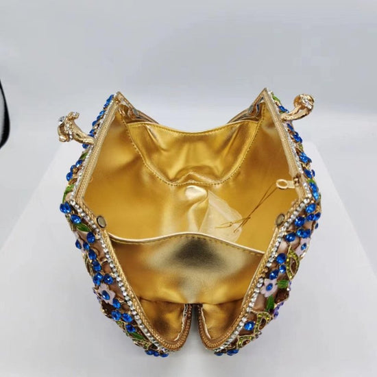 Dripping Oil Diamond Evening Bag Enamel Color Flower Clutch $153.00 Dana Fashion Color: Golden Color Women's Bags Product information: Lining texture: synthetic leather Applicable scenario: Daily configuration Color: Gold Outer bag type: Three-dimensional