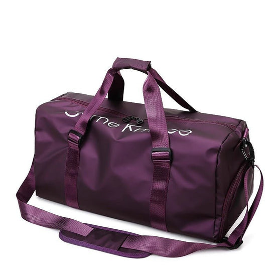 Dry Wet Separation Training Portable Short-distance Travel Bag $35.50 Dana Fashion Color: Purple Women's Bags Product information: Lining texture: Nylon Pattern: Letters Applicable scenario: leisure travel Color: Black, champagne, pink, wine red, dark blu