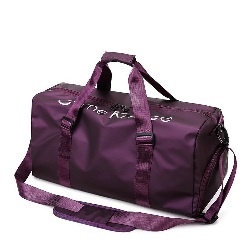 Dry Wet Separation Training Portable Short-distance Travel Bag $35.50 Dana Fashion Color: Purple Women's Bags Product information: Lining texture: Nylon Pattern: Letters Applicable scenario: leisure travel Color: Black, champagne, pink, wine red, dark blu