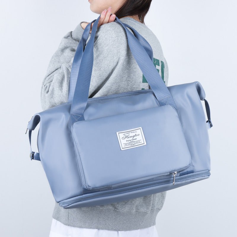 Dry Wet Separation Yoga Bag Large Capacity Coverable Handle $23.03 Dana Fashion Color: Folding Blue Women's Bags Product information: Lining texture: Polyester Pattern: solid color Applicable scenario: leisure travel Color: folded blue, folded pink Functi