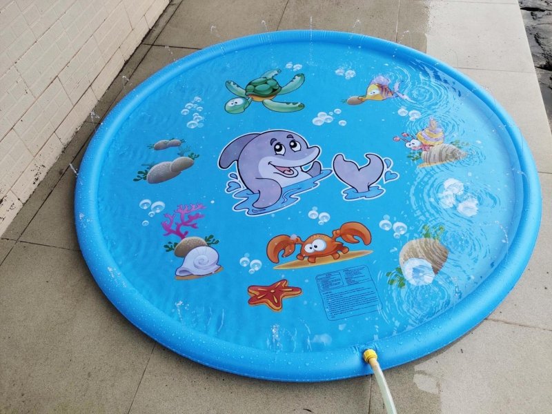 Durable Children's Water Spray Pool Mat Splash Sprinkle Play Pad Mat $25.24 Dana Fashion Color: Blue 100cm Baby & Mother Durable Children's Water Spray Pool Mat Splash Sprinkle Play Pad Mat Overview: 1. High-quality materials with cute marine animals, all
