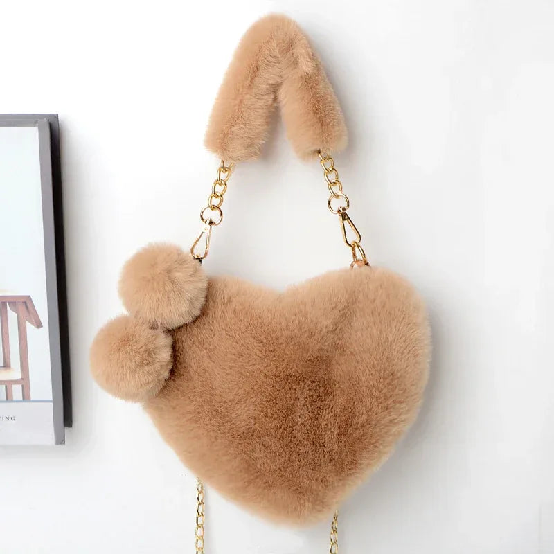 Love Bags Soft Plush Handbags Women Valentine's Day Party Bag - DanaFashionstore