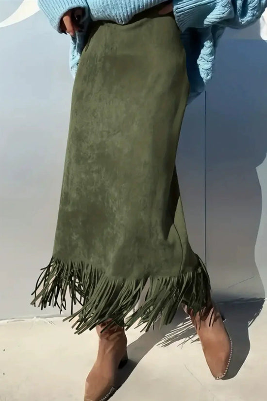 Women's Fashionable Elegant Long Suede Skirt Comfortable Slim Fit