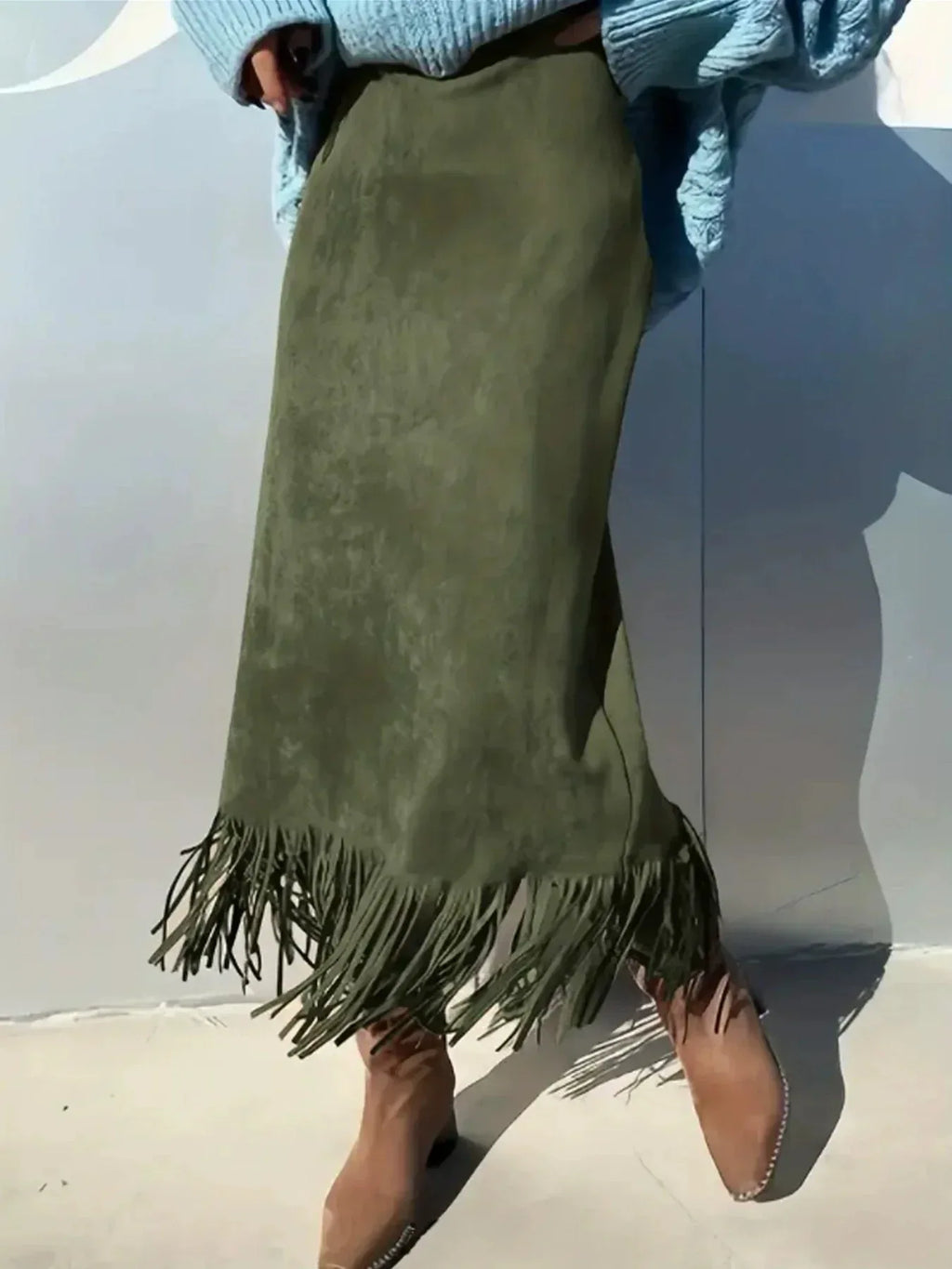 Women's Fashionable Elegant Long Suede Skirt Comfortable Slim Fit - DanaFashionstore