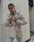 Winter Lapel Waisted Cotton Coat 2026 - Fashion Solid Color Slim Overcoat - DanaFashionstore