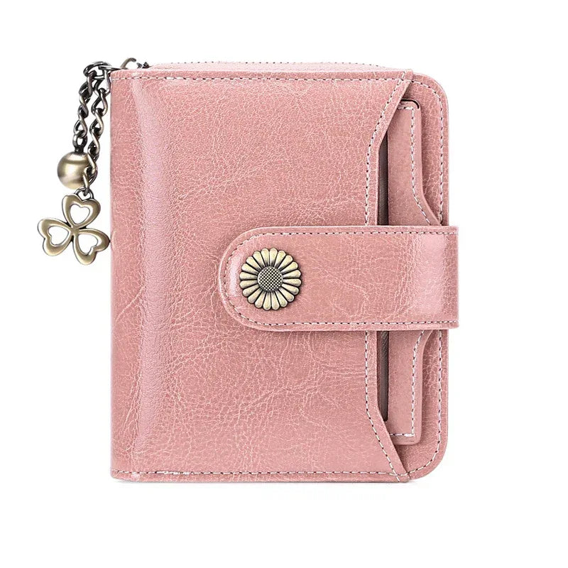 Oil Wax Genuine Leather Lady's Wallet European And American Style - DanaFashionstore