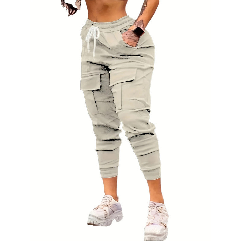 Women's Cargo Jogger Pants Matching With Flap Pockets & Drawstring Waistband - Dana Fashion