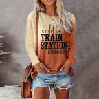 Retro Casual 3D Digital-Print Fashion Womens Crew-Neck T-Shirt Top