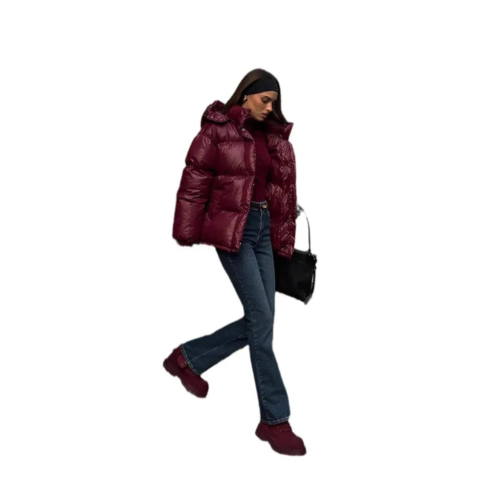 Women's Graceful Stand Collar Hooded Cotton Jacket 2026 - Winter Coat - DanaFashionstore
