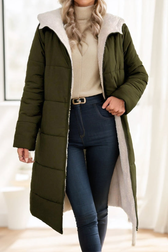 Women's Winter Long Sleeve Zip Up Hooded Cotton Padded Coat