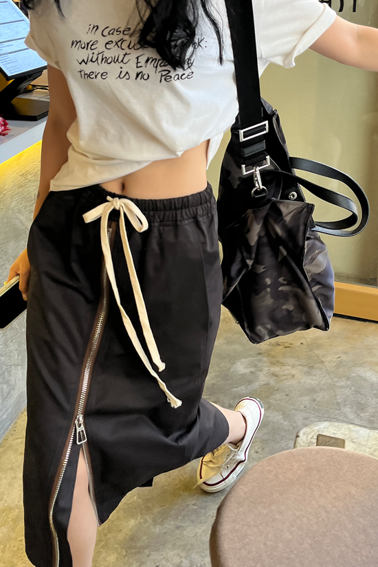 Women's Zip Skirt Slimming Mid-length Straight Skirt