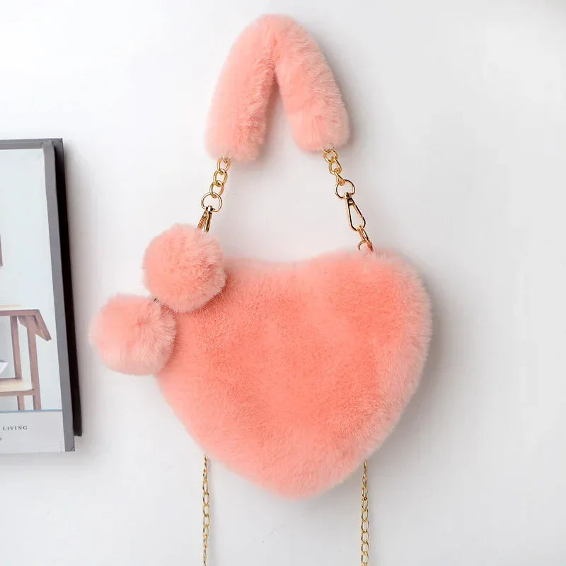 Love Bags Soft Plush Handbags Women Valentine's Day Party Bag - DanaFashionstore