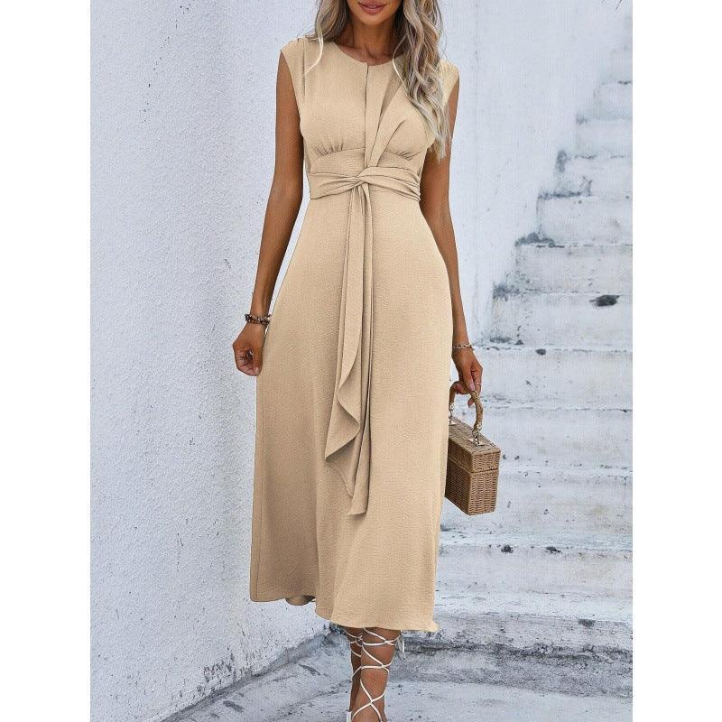 Solid Color Waist-Tight Tied Dress Women 2026 - Bodycon Wrap Dress - DanaFashionstore