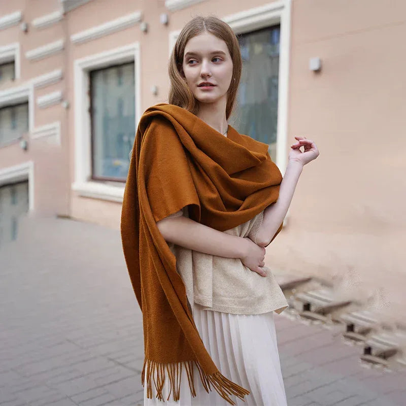 New Solid Color Wool Long Beard Warm Tassel Scarf Thick - DanaFashionstore