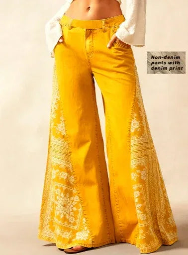 Bohemian Side Print Wide-Leg Pants - DanaFashionstore