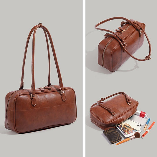 Retro Patchwork Large Capacity Commuter Bag Advanced Texture One-shoulder Versatile Handbag - Dana Fashion