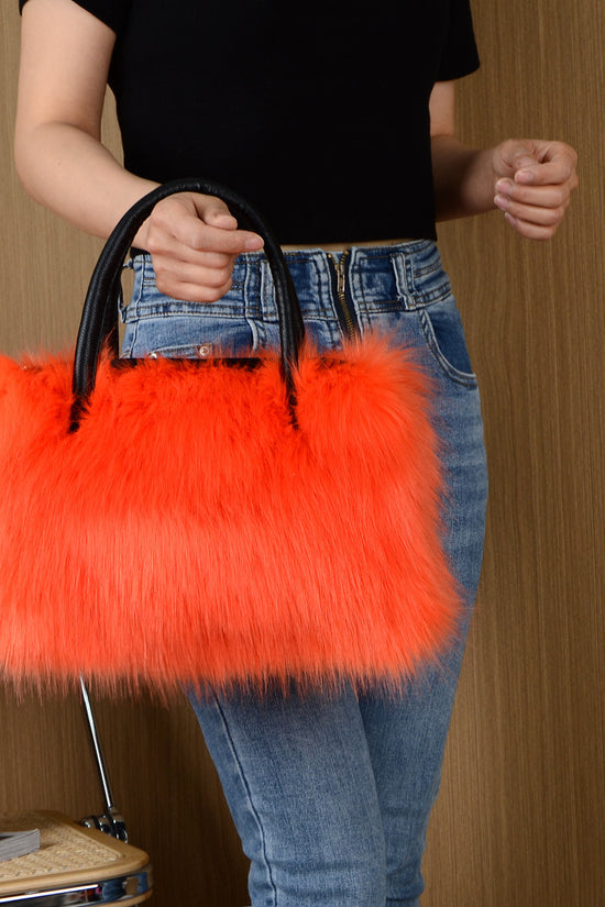 High-end Hand-carrying Square Plush Bag Fur Raccoon Fur Handbag Large Capacity - Dana Fashion