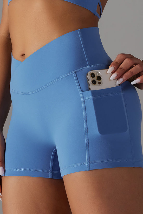 Yoga Shorts With Phone Pocket Design Fitness Sports Pants For Women Clothing