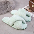 Fashion Cross Plush Casual Rainbow Slippers - DanaFashionstore