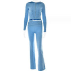 Hoodie Suit Women Leisure Sexy Zip Long Sleeve Sweater And High Waist Long Pants Set - DanaFashionstore