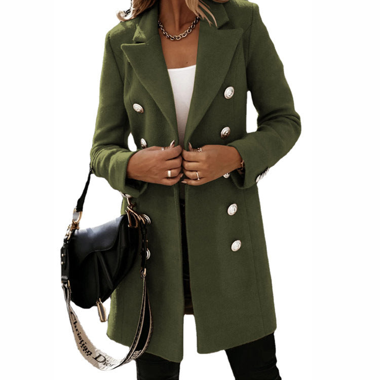 Long-sleeved Suit Collar Double-breasted Coat Coat Women