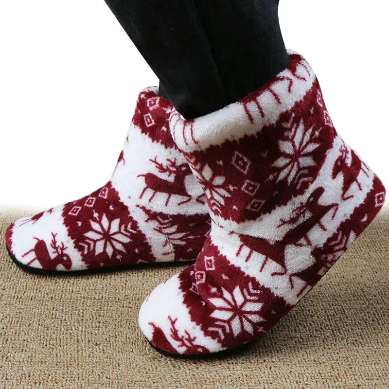 Christmas Elk Floor Shoes Indoor Socks Shoes Warm Plush House Slippers - DanaFashionstore