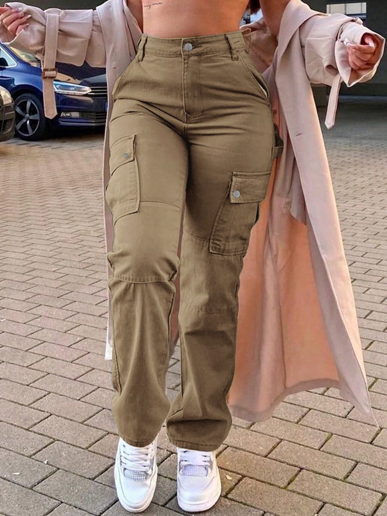 High Quality European And American New Hip Pants High Waist Multi-pocket Workwear Fashion Stretch Street Trend Trendy Women's Pants