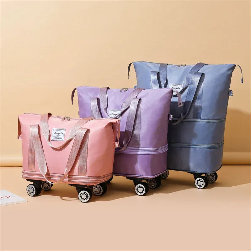 New Universal Wheel Travel Bag With Double-layer Dry And Wet Separation Fitness Yoga Shoulser Bags Sports Fitness Large Capacity Handbag Women - DanaFashionstore