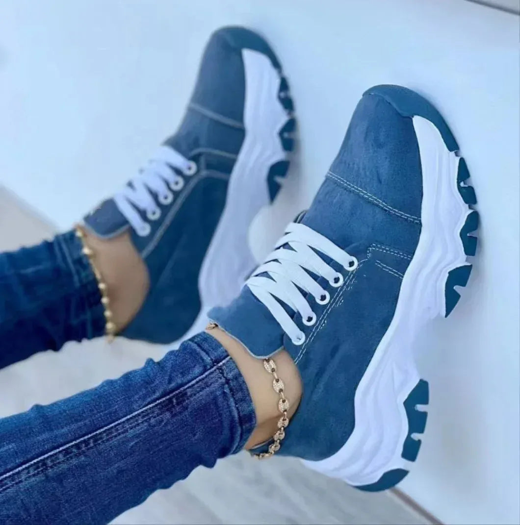 Round Head Thick Bottom Low-top Casual Shoes For Women Plus Size Lace Up Pumps - DanaFashionstore