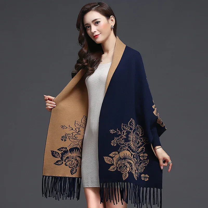 Mid-length Tassels Loose-fitting Knitted Cardigan Thickened Sweater Cashmere Outerwear - DanaFashionstore