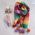 Rainbow Dopamine Mohair Tassel Scarf - DanaFashionstore