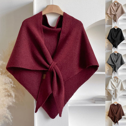 Winter Triangular Shawl INS Solid Color Soft Thickened Knitted Neck Wrap Korean Version Warm Shawl For Women