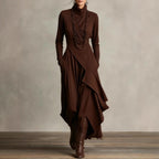 Women's Solid Color Cross-sleeve High-neck Dress - DanaFashionstore